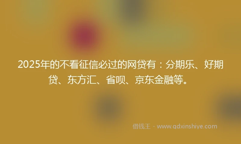 2025年的不看征信必过的网贷有：分期乐、好期贷、东方汇、省呗、京东金融等。