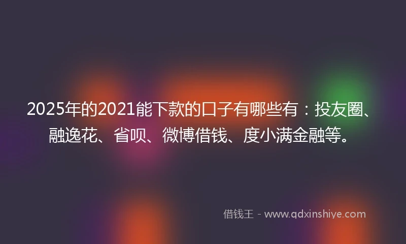 2025年的2021能下款的口子有哪些有：投友圈、融逸花、省呗、微博借钱、度小满金融等。