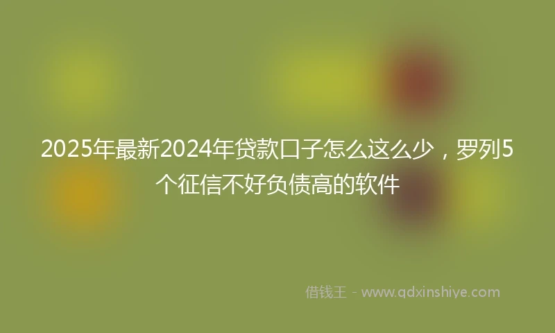 2025年最新2024年贷款口子怎么这么少，罗列5个征信不好负债高的软件