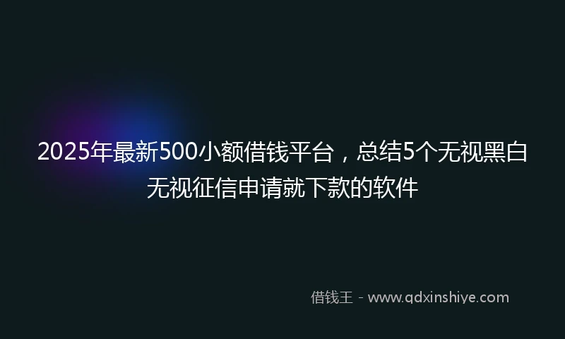 2025年最新500小额借钱平台，总结5个无视黑白无视征信申请就下款的软件
