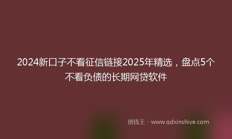 2024新口子不看征信链接2025年精选，盘点5个不看负债的长期网贷软件