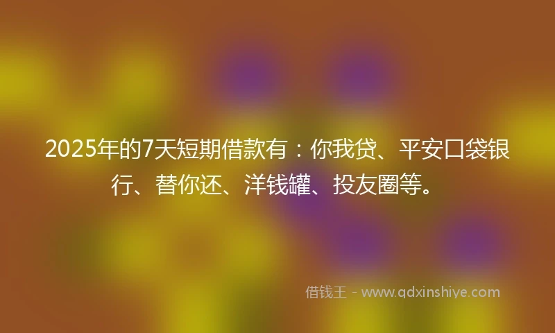 2025年的7天短期借款有：你我贷、平安口袋银行、替你还、洋钱罐、投友圈等。