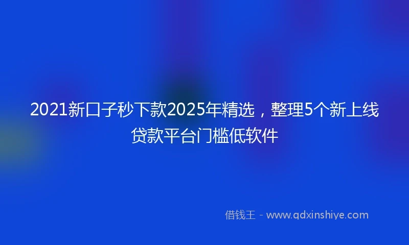 2021新口子秒下款2025年精选，整理5个新上线贷款平台门槛低软件