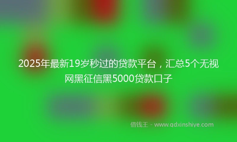 2025年最新19岁秒过的贷款平台，汇总5个无视网黑征信黑5000贷款口子