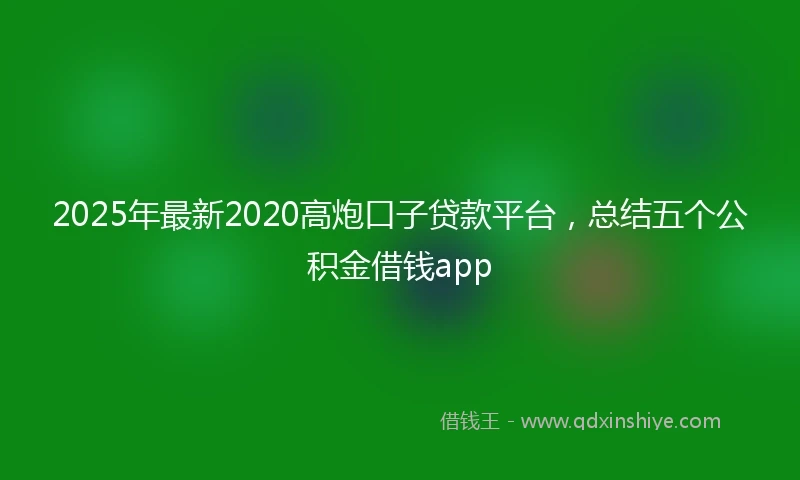 2025年最新2020高炮口子贷款平台，总结五个公积金借钱app