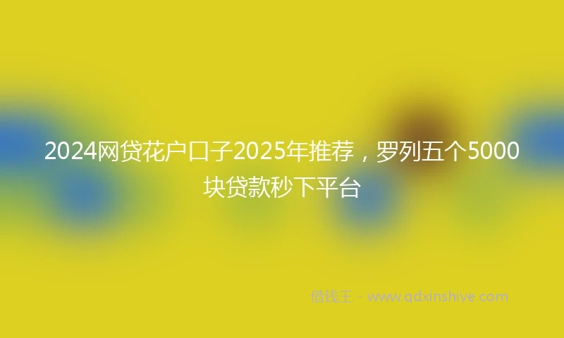 2024网贷花户口子2025年推荐，罗列五个5000块贷款秒下平台