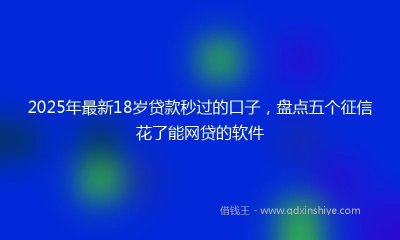 2025年最新18岁贷款秒过的口子，盘点五个征信花了能网贷的软件