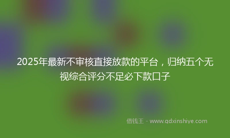 2025年最新不审核直接放款的平台，归纳五个无视综合评分不足必下款口子