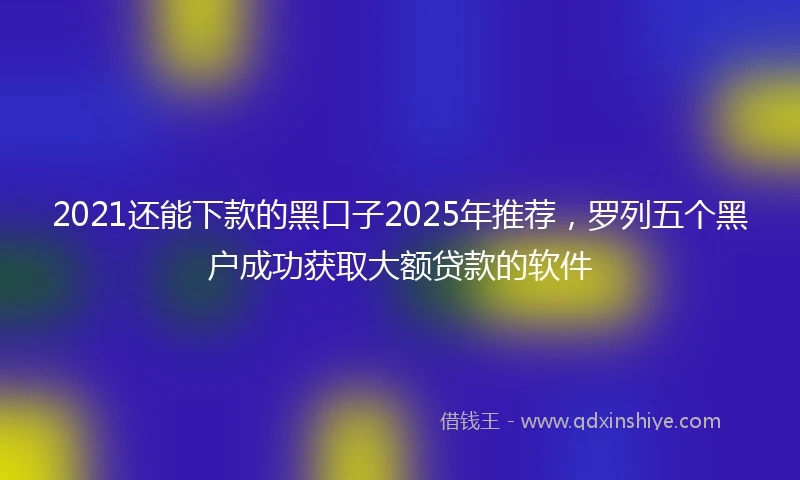 2021还能下款的黑口子2025年推荐，罗列五个黑户成功获取大额贷款的软件