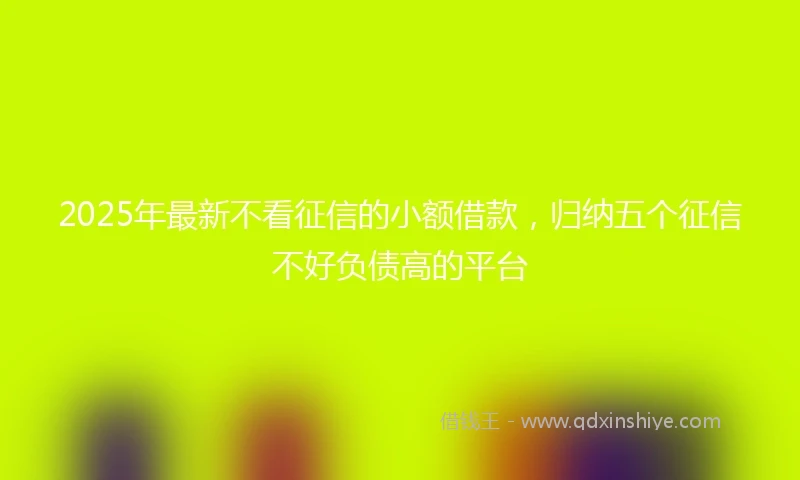 2025年最新不看征信的小额借款，归纳五个征信不好负债高的平台