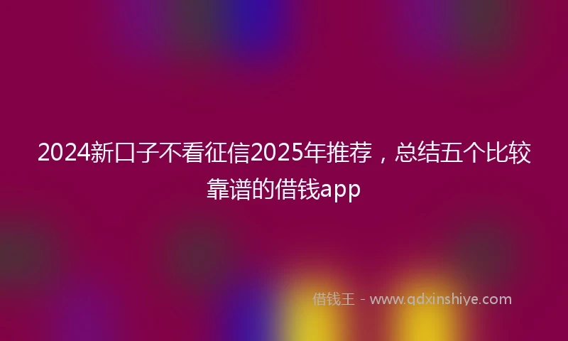 2024新口子不看征信2025年推荐，总结五个比较靠谱的借钱app