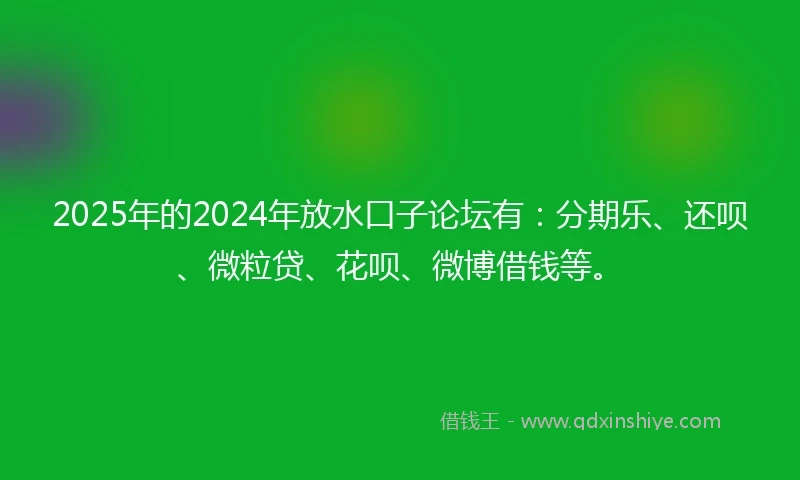 2025年的2024年放水口子论坛有：分期乐、还呗、微粒贷、花呗、微博借钱等。
