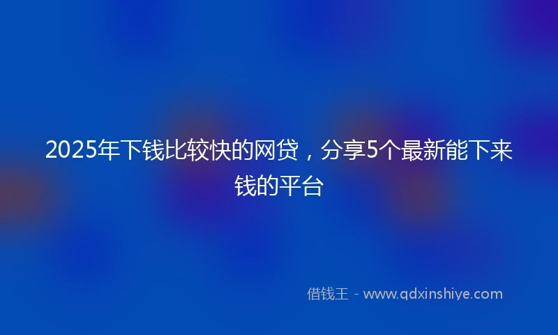 2025年下钱比较快的网贷，分享5个最新能下来钱的平台