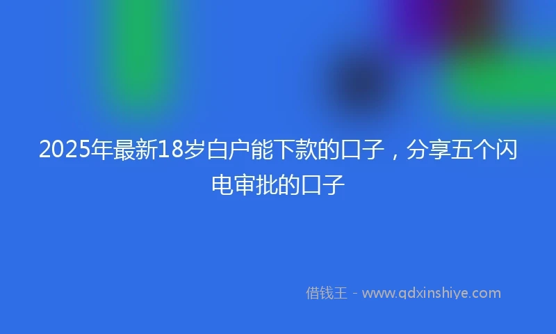 2025年最新18岁白户能下款的口子，分享五个闪电审批的口子