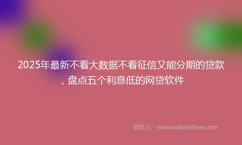 2025年最新不看大数据不看征信又能分期的贷款，盘点五个利息低的网贷软件