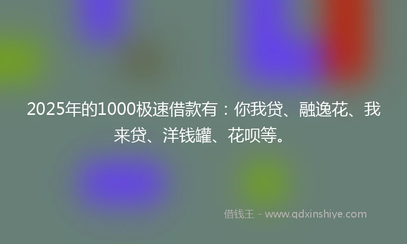 2025年的1000极速借款有：你我贷、融逸花、我来贷、洋钱罐、花呗等。