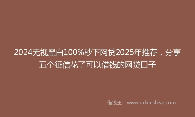 2024无视黑白100%秒下网贷2025年推荐，分享五个征信花了可以借钱的网贷口子