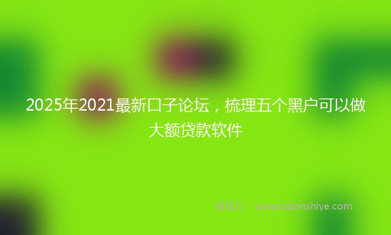 2025年2021最新口子论坛，梳理五个黑户可以做大额贷款软件