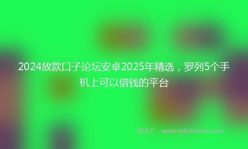 2024放款口子论坛安卓2025年精选，罗列5个手机上可以借钱的平台
