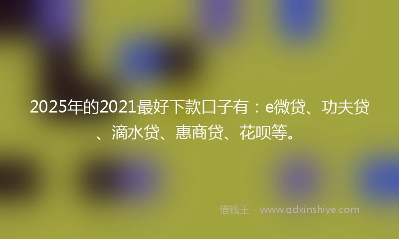 2025年的2021最好下款口子有：e微贷、功夫贷、滴水贷、惠商贷、花呗等。