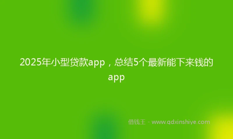 2025年小型贷款app，总结5个最新能下来钱的app