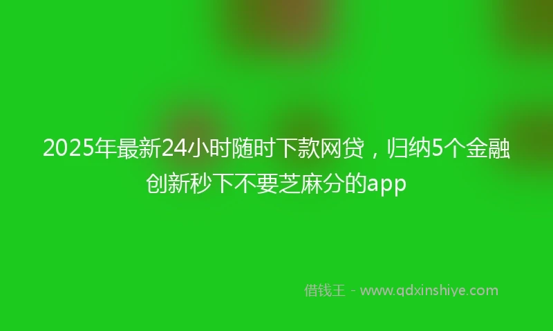 2025年最新24小时随时下款网贷，归纳5个金融创新秒下不要芝麻分的app