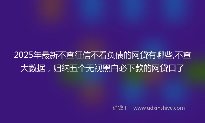 2025年最新不查征信不看负债的网贷有哪些,不查大数据，归纳五个无视黑白必下款的网贷口子