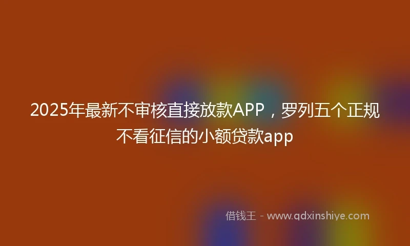 2025年最新不审核直接放款APP，罗列五个正规不看征信的小额贷款app
