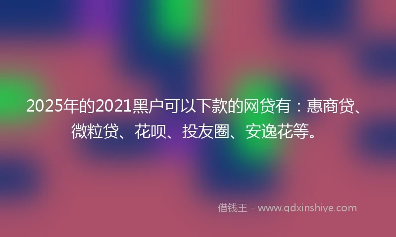 2025年的2021黑户可以下款的网贷有：惠商贷、微粒贷、花呗、投友圈、安逸花等。