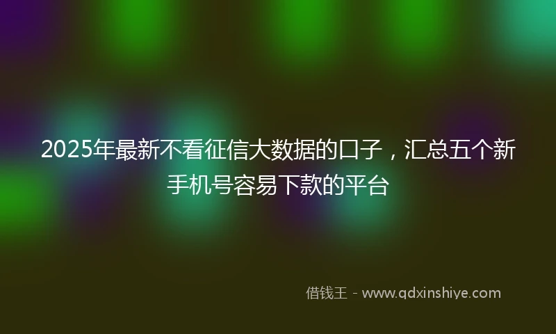 2025年最新不看征信大数据的口子，汇总五个新手机号容易下款的平台