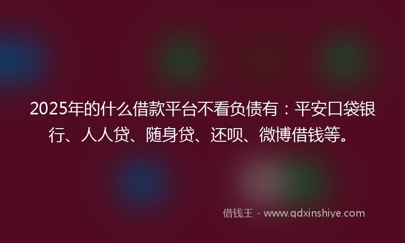 2025年的什么借款平台不看负债有：平安口袋银行、人人贷、随身贷、还呗、微博借钱等。