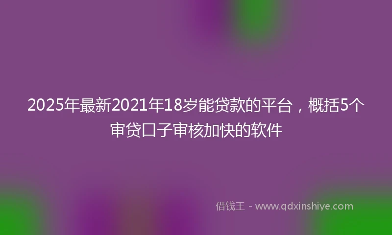 2025年最新2021年18岁能贷款的平台，概括5个审贷口子审核加快的软件