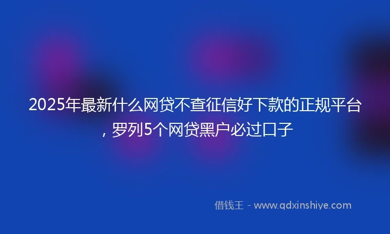 2025年最新什么网贷不查征信好下款的正规平台，罗列5个网贷黑户必过口子