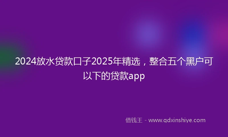 2024放水贷款口子2025年精选，整合五个黑户可以下的贷款app
