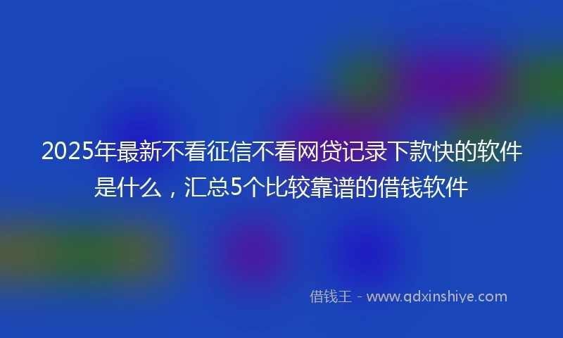 2025年最新不看征信不看网贷记录下款快的软件是什么，汇总5个比较靠谱的借钱软件