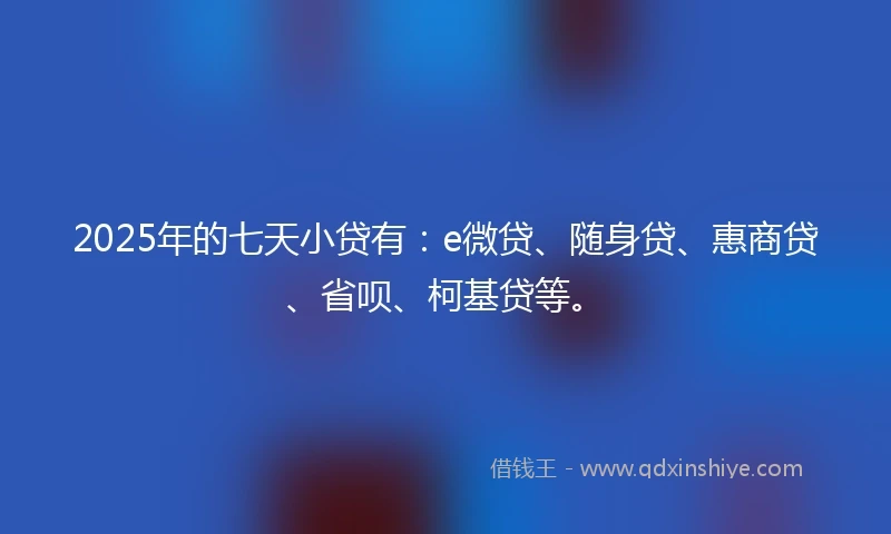2025年的七天小贷有：e微贷、随身贷、惠商贷、省呗、柯基贷等。