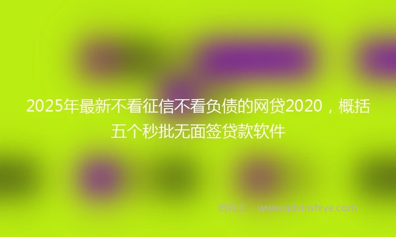 2025年最新不看征信不看负债的网贷2020，概括五个秒批无面签贷款软件