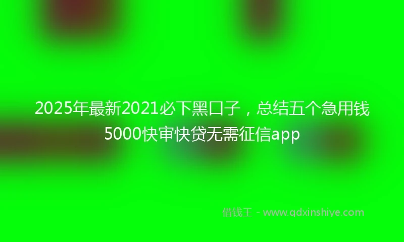 2025年最新2021必下黑口子，总结五个急用钱5000快审快贷无需征信app