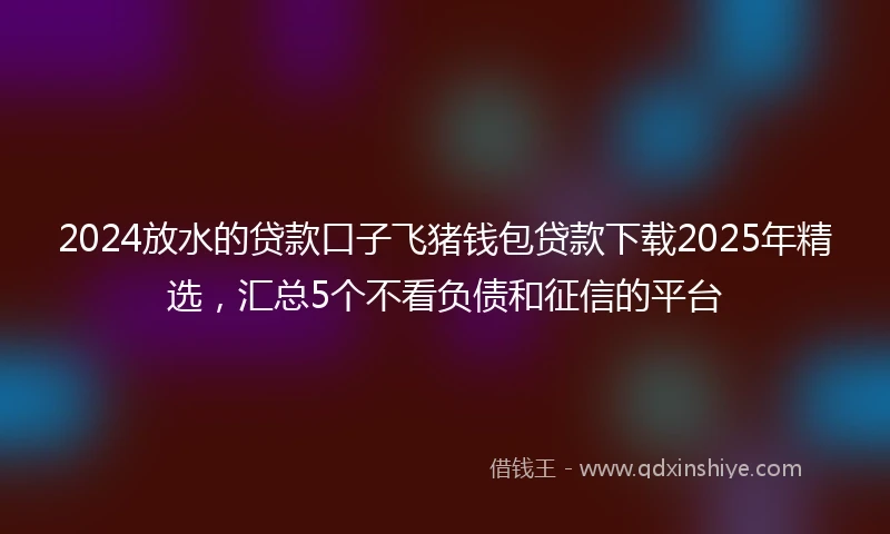 2024放水的贷款口子飞猪钱包贷款下载2025年精选，汇总5个不看负债和征信的平台