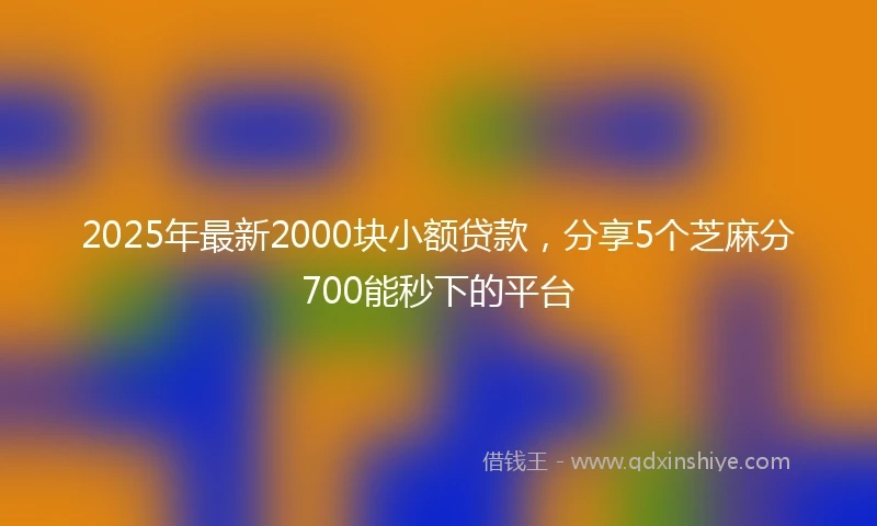 2025年最新2000块小额贷款，分享5个芝麻分700能秒下的平台