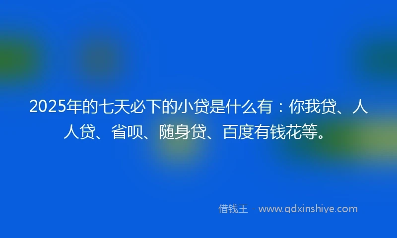 2025年的七天必下的小贷是什么有：你我贷、人人贷、省呗、随身贷、百度有钱花等。