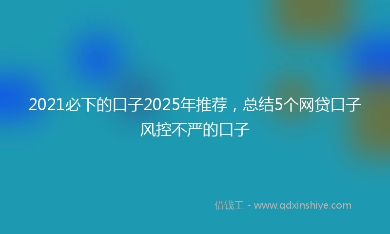 2021必下的口子2025年推荐，总结5个网贷口子风控不严的口子