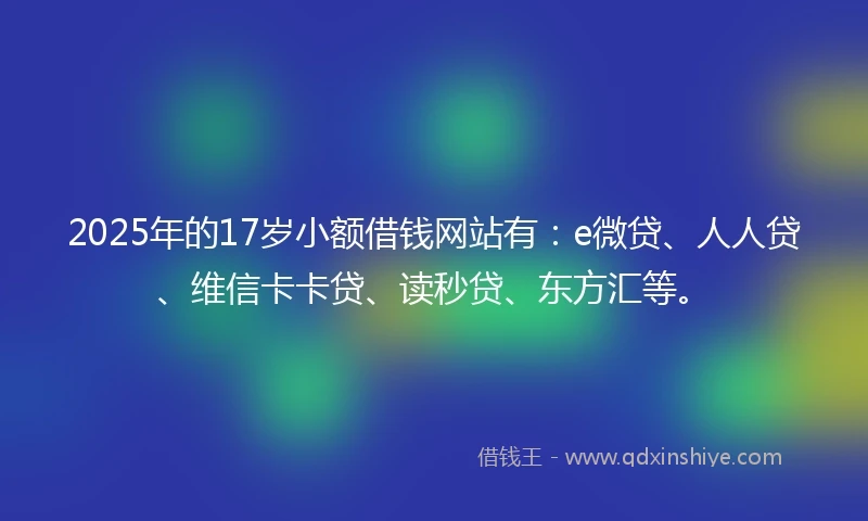 2025年的17岁小额借钱网站有：e微贷、人人贷、维信卡卡贷、读秒贷、东方汇等。