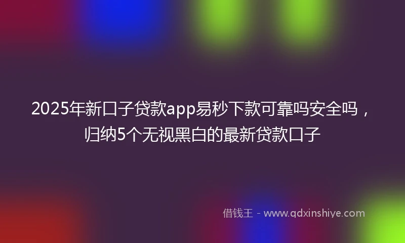 2025年新口子贷款app易秒下款可靠吗安全吗，归纳5个无视黑白的最新贷款口子