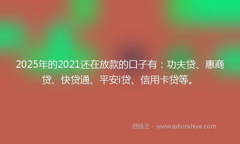 2025年的2021还在放款的口子有：功夫贷、惠商贷、快贷通、平安i贷、信用卡贷等。