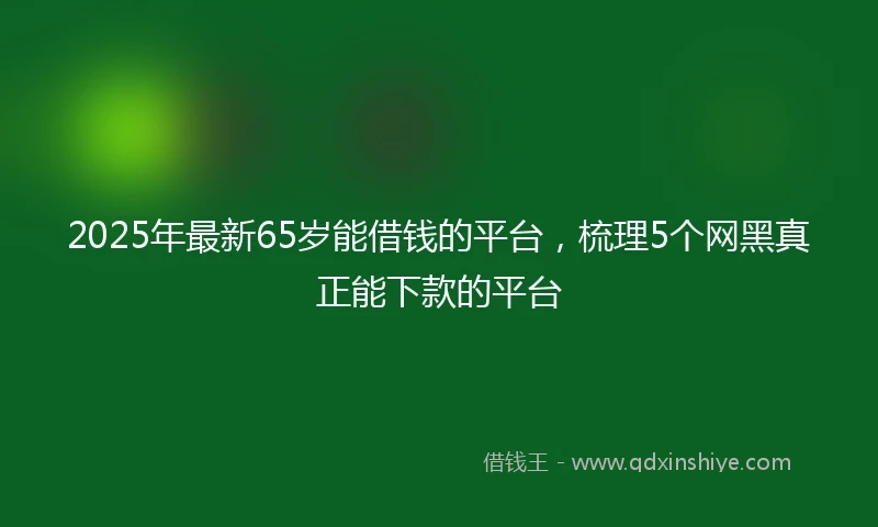 2025年最新65岁能借钱的平台，梳理5个网黑真正能下款的平台
