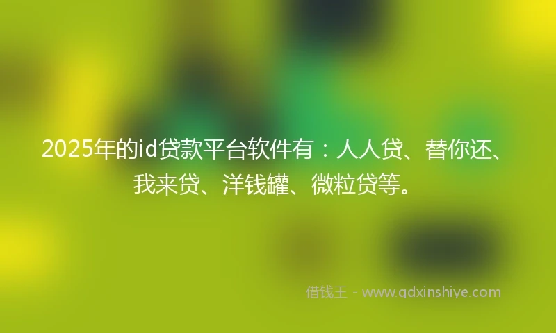 2025年的id贷款平台软件有：人人贷、替你还、我来贷、洋钱罐、微粒贷等。