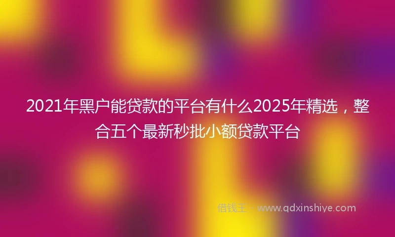 2021年黑户能贷款的平台有什么2025年精选，整合五个最新秒批小额贷款平台