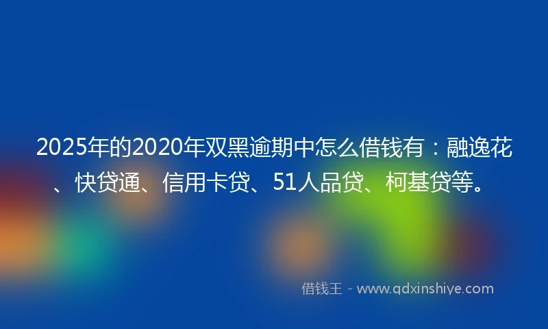 2025年的2020年双黑逾期中怎么借钱有：融逸花、快贷通、信用卡贷、51人品贷、柯基贷等。