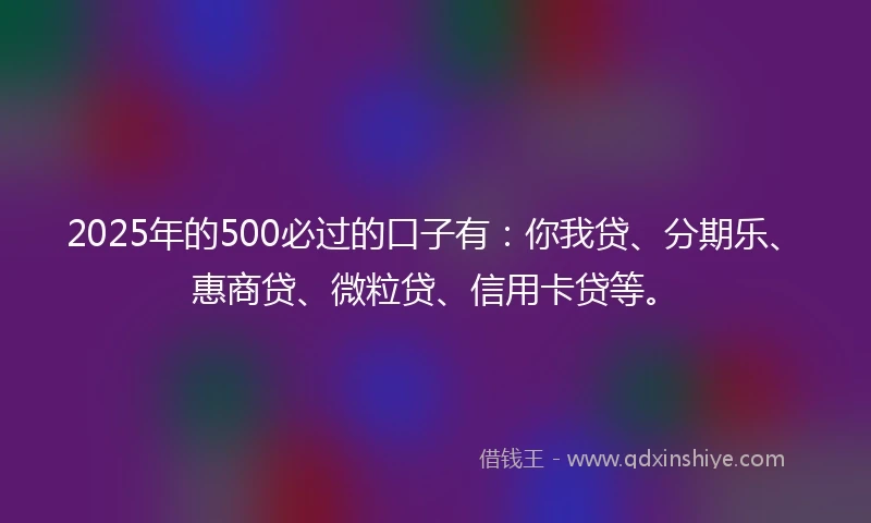 2025年的500必过的口子有：你我贷、分期乐、惠商贷、微粒贷、信用卡贷等。